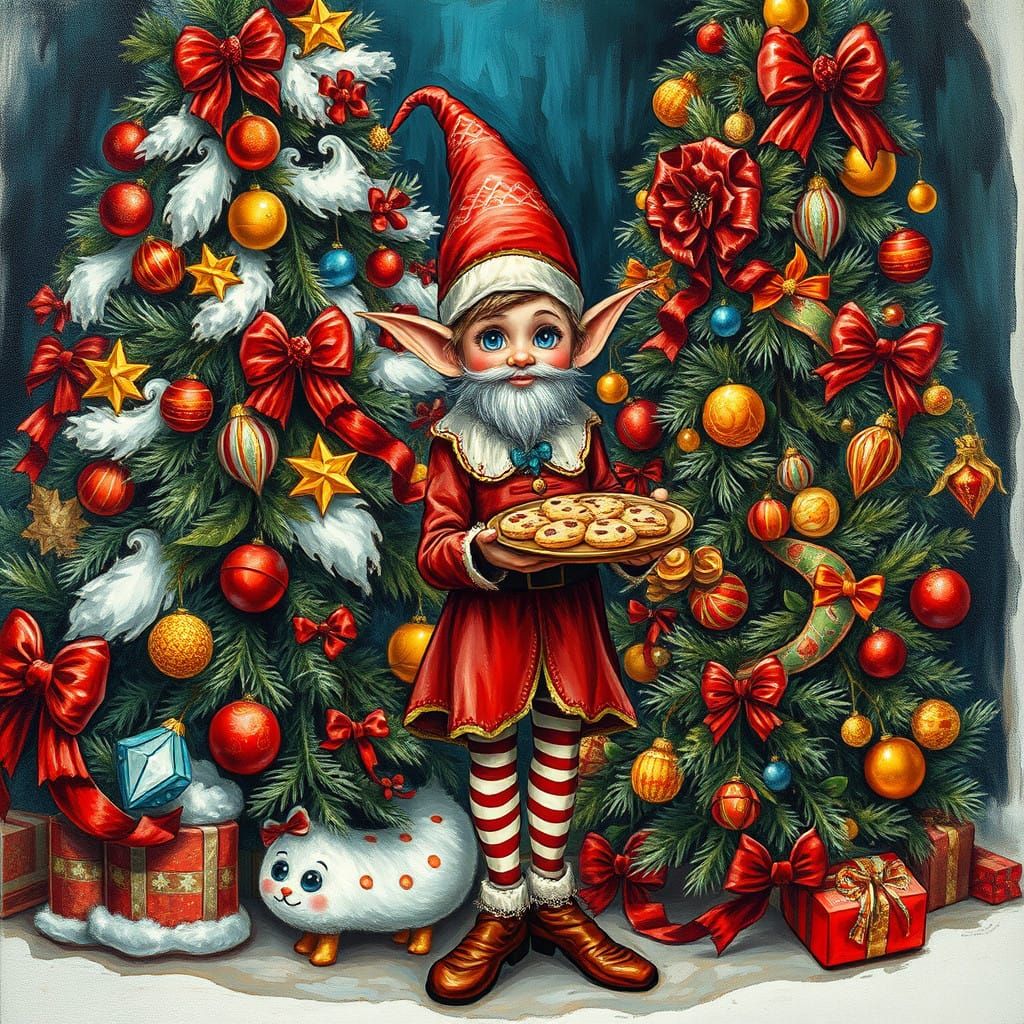 Whimsical Christmas Scene in Hyperrealistic Style