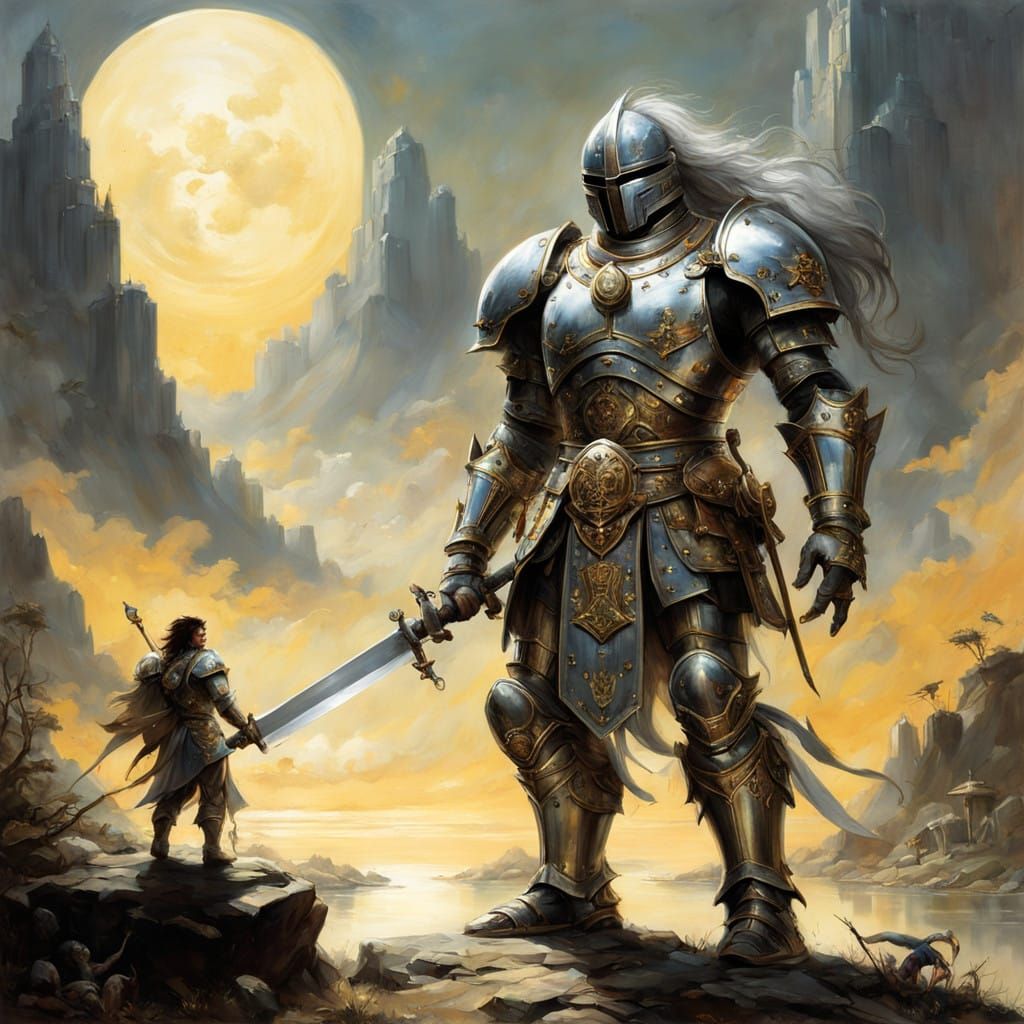 Champions March Across Golden Meadow in Shining Armor