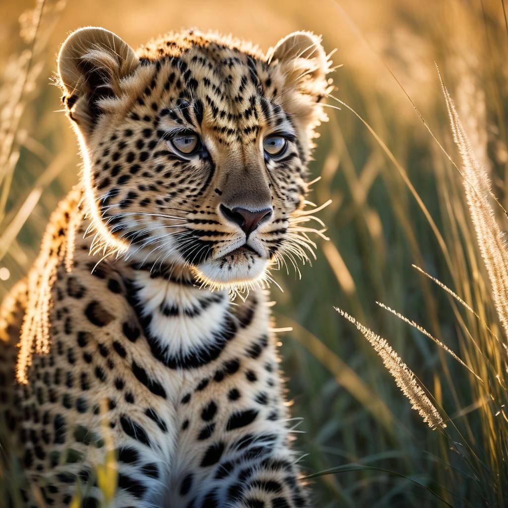 Leopard Cub in Sun-Dappled Savannah