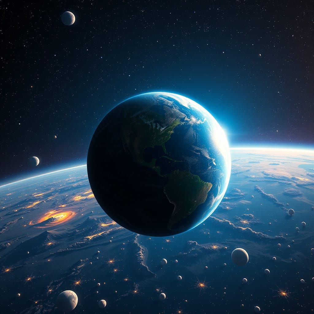 Vibrant Blue Dot in Cosmic Tapestry