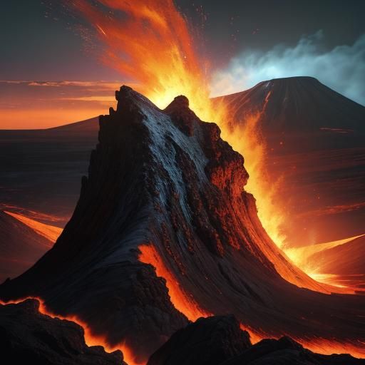 Nomad at a Raging Volcano in Digital Art