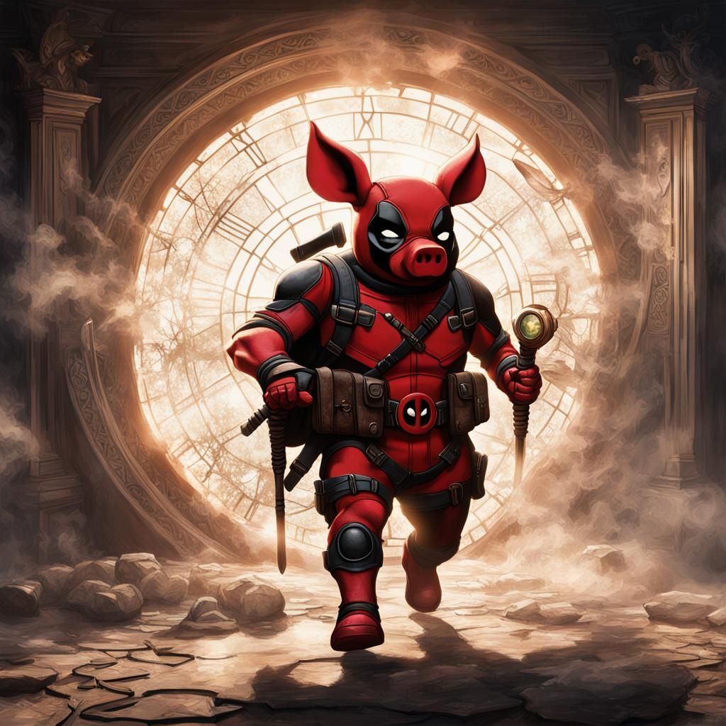 Ethereal Pig Deadpool Enters Time Portal