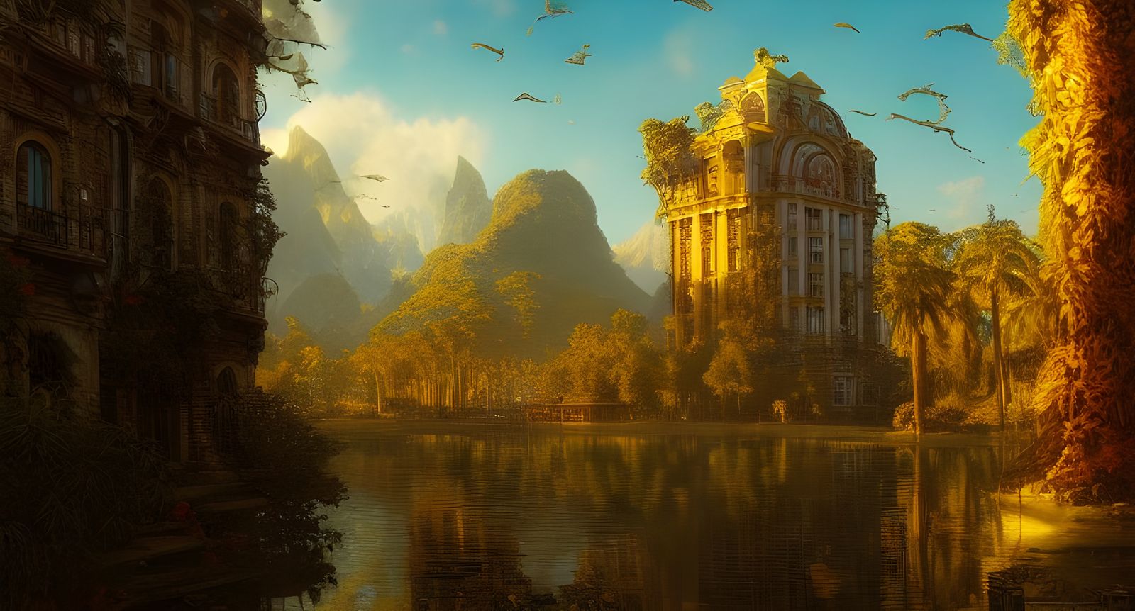Edificio Bacardí: Golden Hour Photorealistic Concept Art