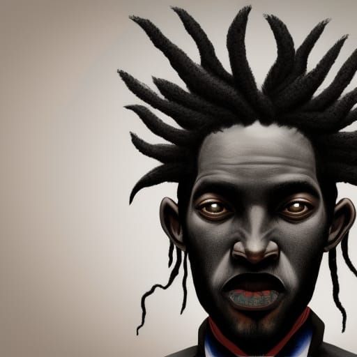 Fanged Man in Black Suit: Fantasy Portrait