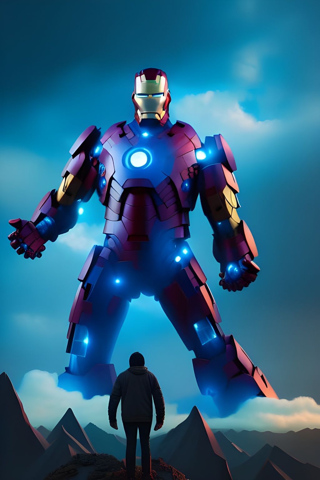 Giant Ironman on Skull Mountain: Matte Painting