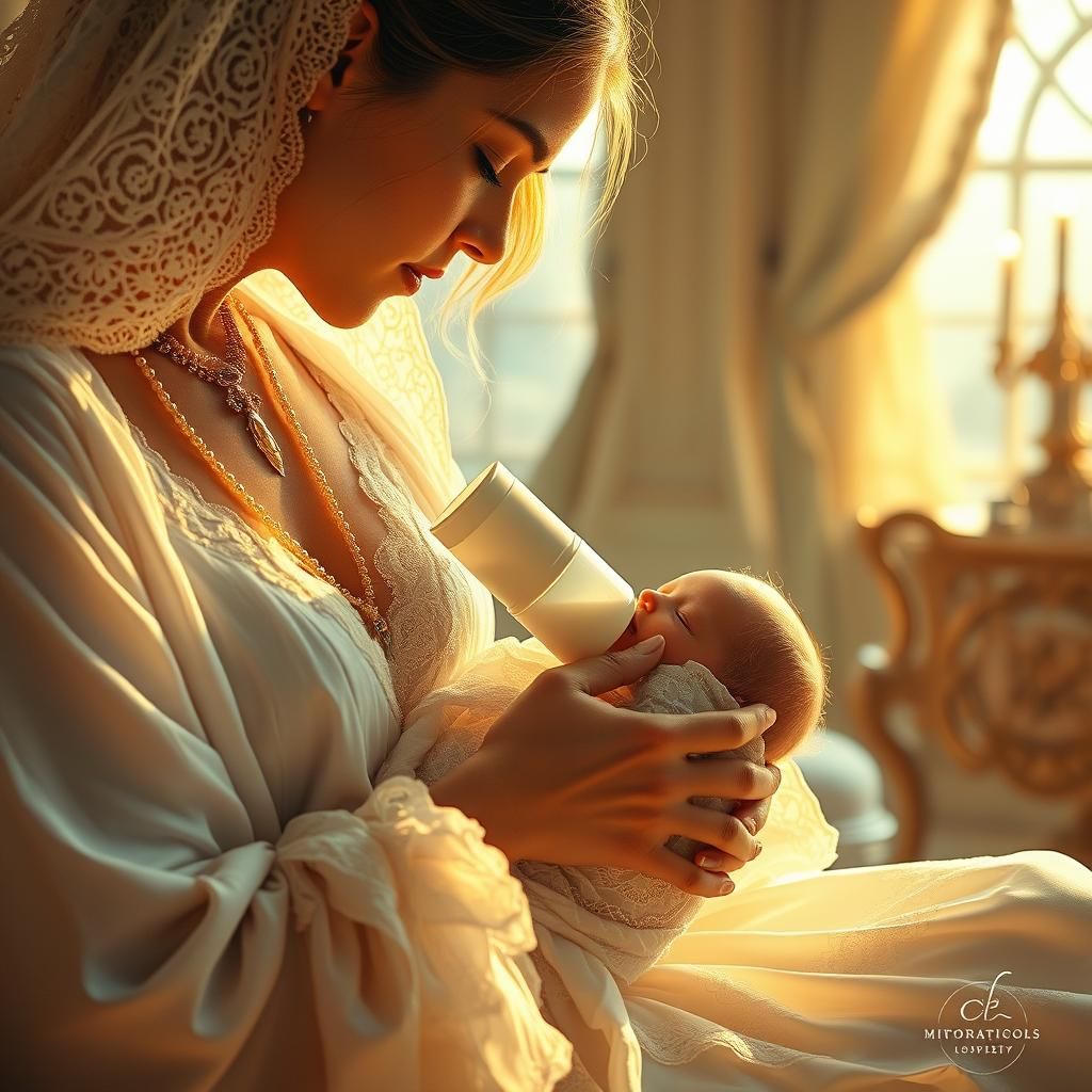 Mother and Baby: A Tender Moment in Art Deco Style