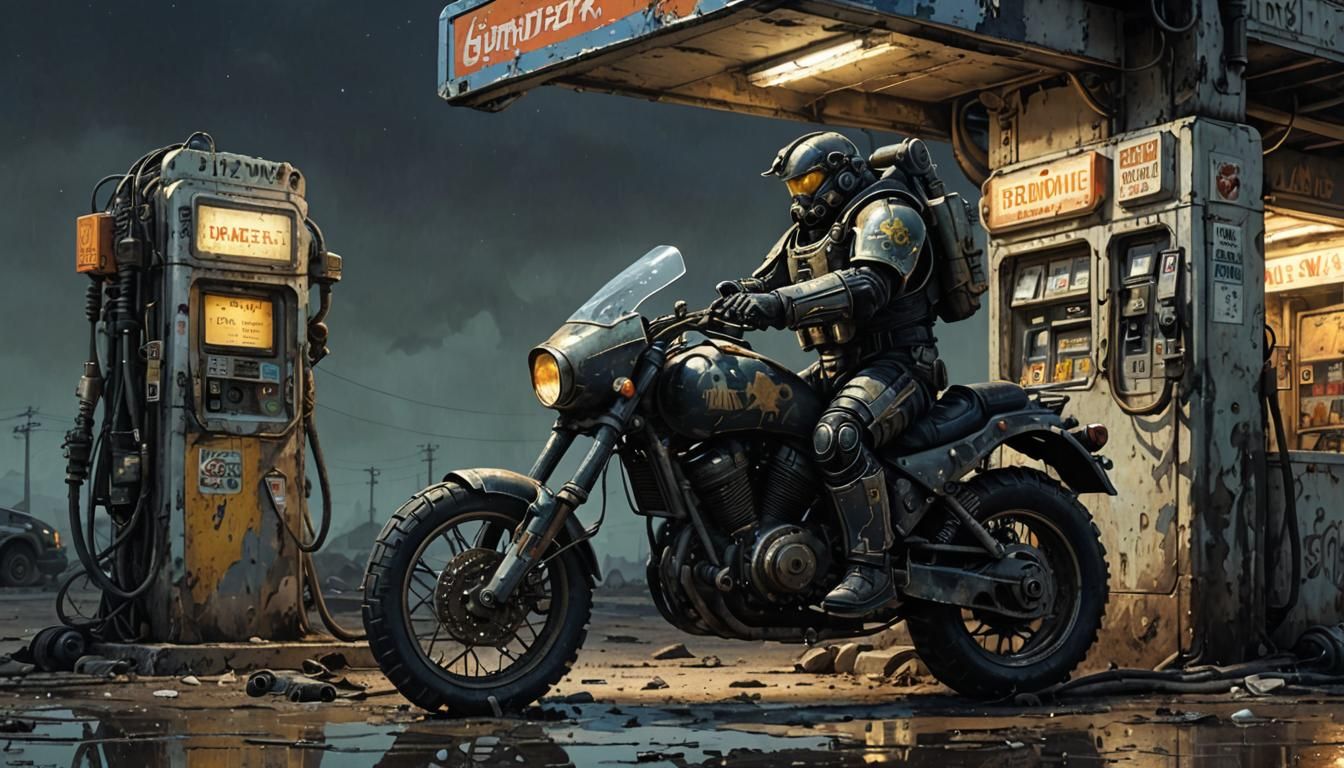 Grimdark Sci-Fi: Space Marine at Fuel Station