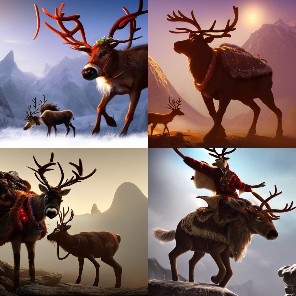 Fantastical Two-Legged Reindeer and Rider