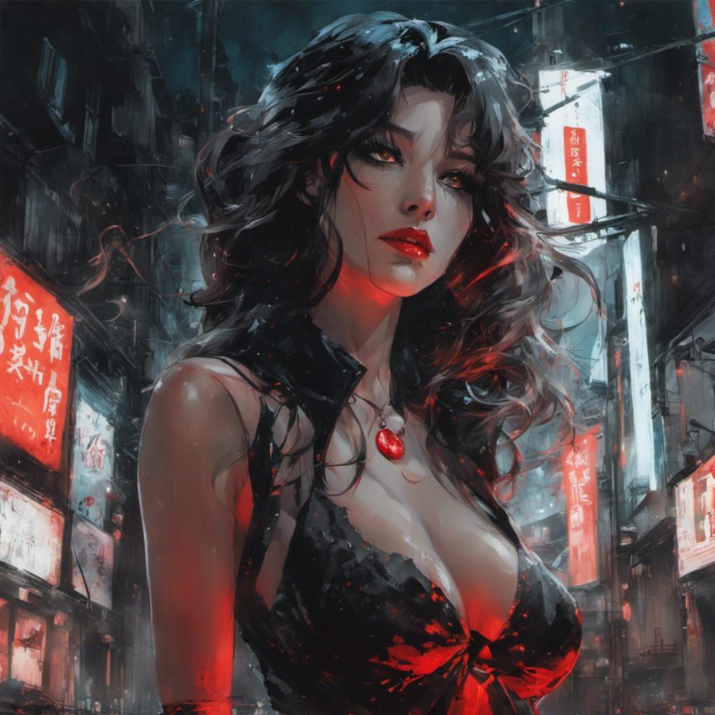 Bioluminescent Tokyo Vampire Pin-Up