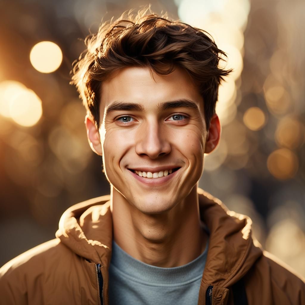 Warm Portrait of Smiling Man in Schoeller Style
