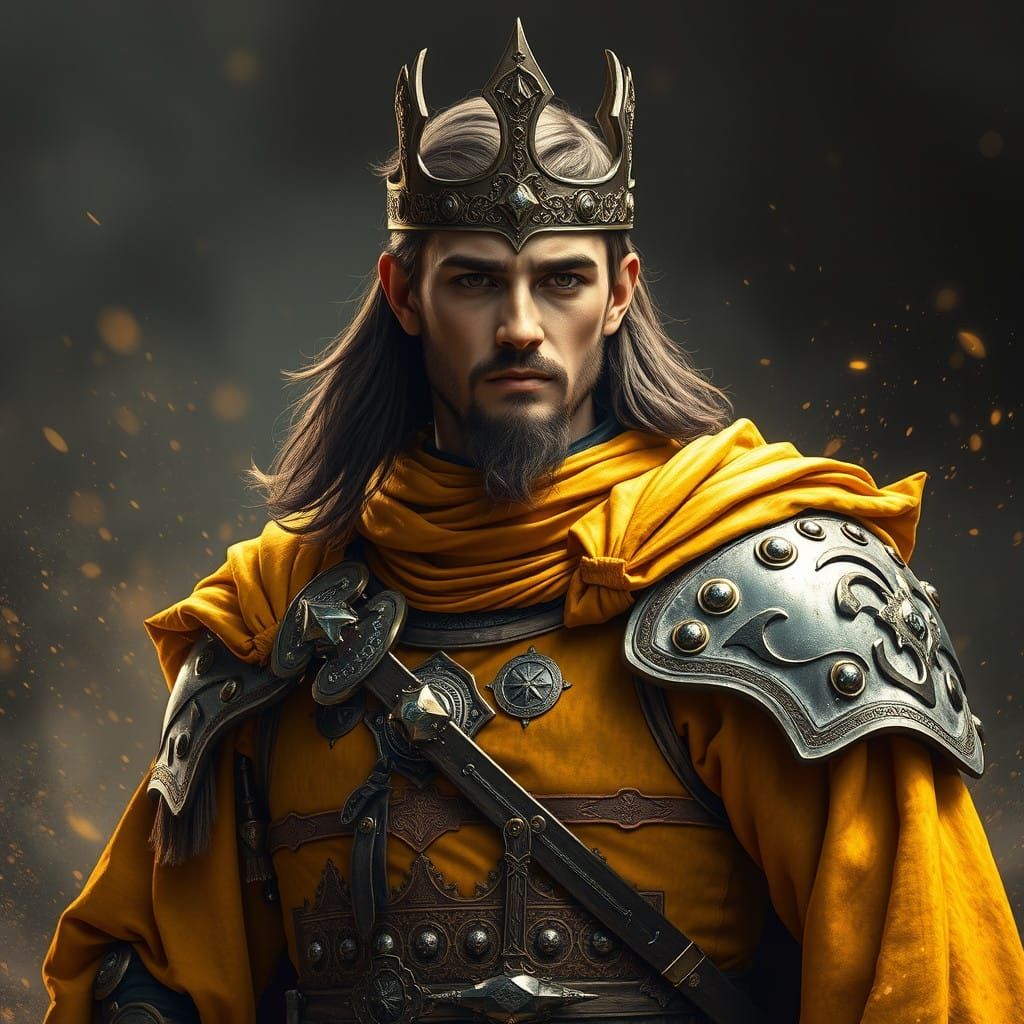 Vibrant Fantasy King in Yellow Armour