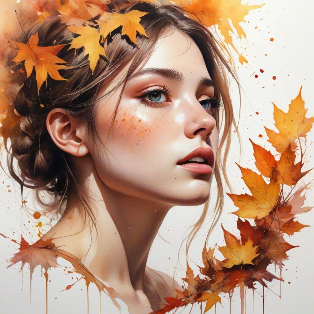 Romantic Autumn Evening Stroll: Watercolour Painting