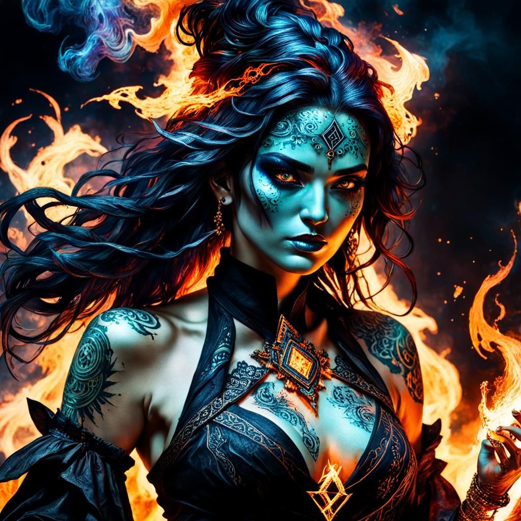 Gothic Sorceress in Hyperrealistic Digital Art