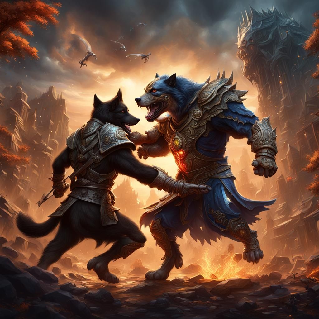 Epic Battle of Two Men: A Detailed Matte Painting