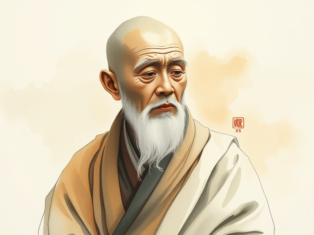 Serene Monk in Dreamy Watercolor Style