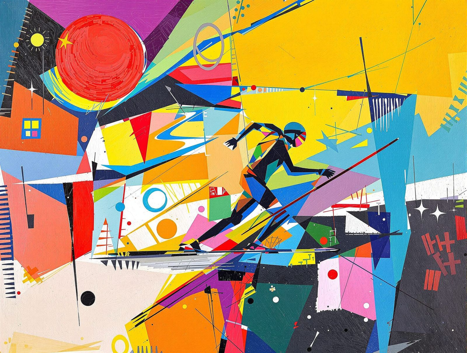 Cross Country Skier in Abstract Geometric Style