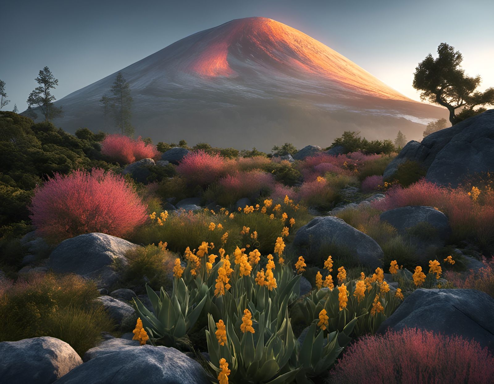 Abstract Rock Singers in Dreamy Light