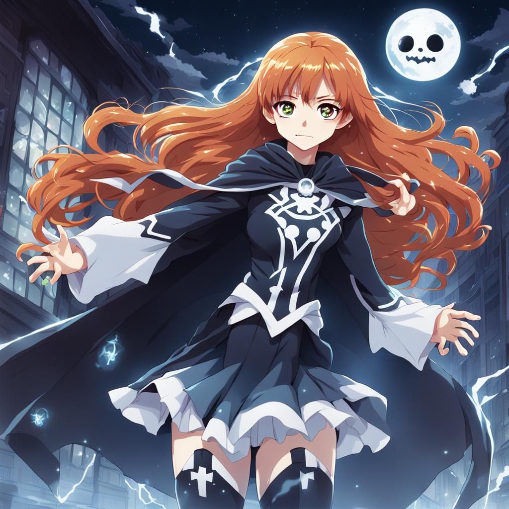 Ghost-Themed Anime Superheroine with Exorcist Costume