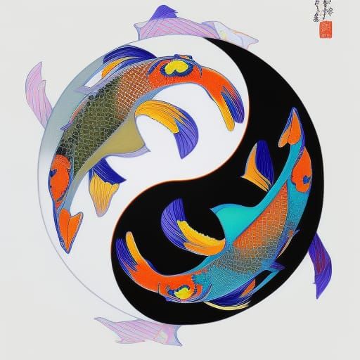 Yin and Yang Koi Fish Pond: Detailed Concept Art