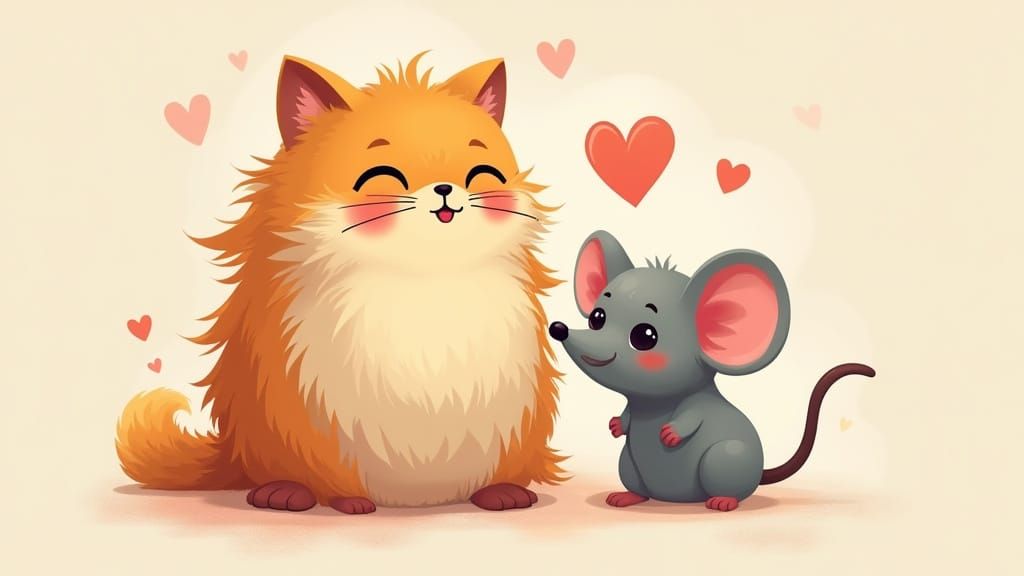 Long Haired Cat and Mouse Friends with Googly Eyes