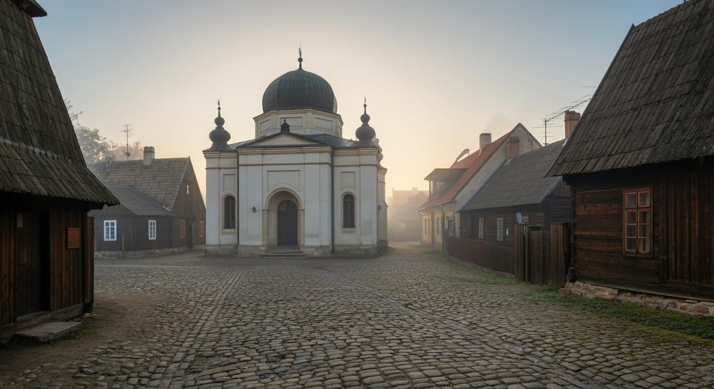 19th-Century Jewish Village Scene in Poland