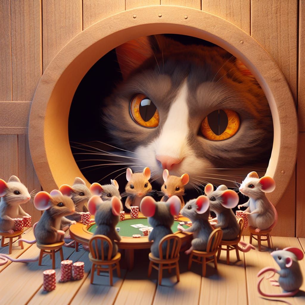 Adorable Mice in Whimsical Poker Game Scene