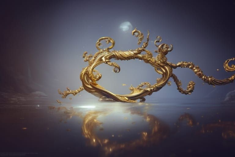 Golden Skulls Bloom in Rococo Fantasy World