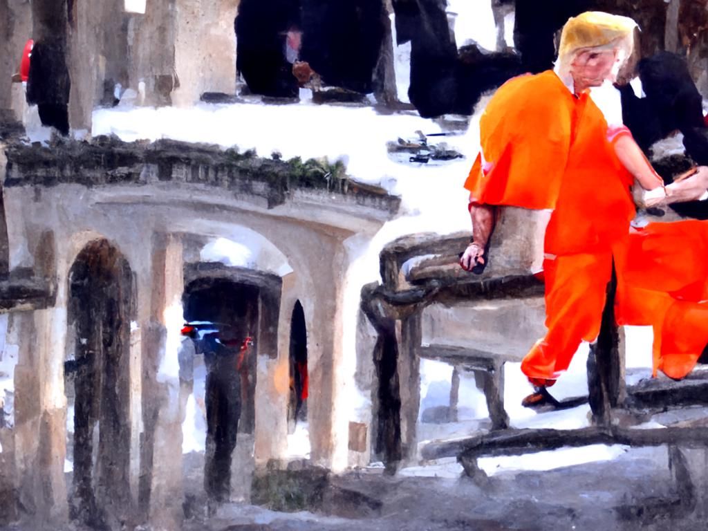 Sinister Figure in Orange Jumpsuit, Fantasy Art