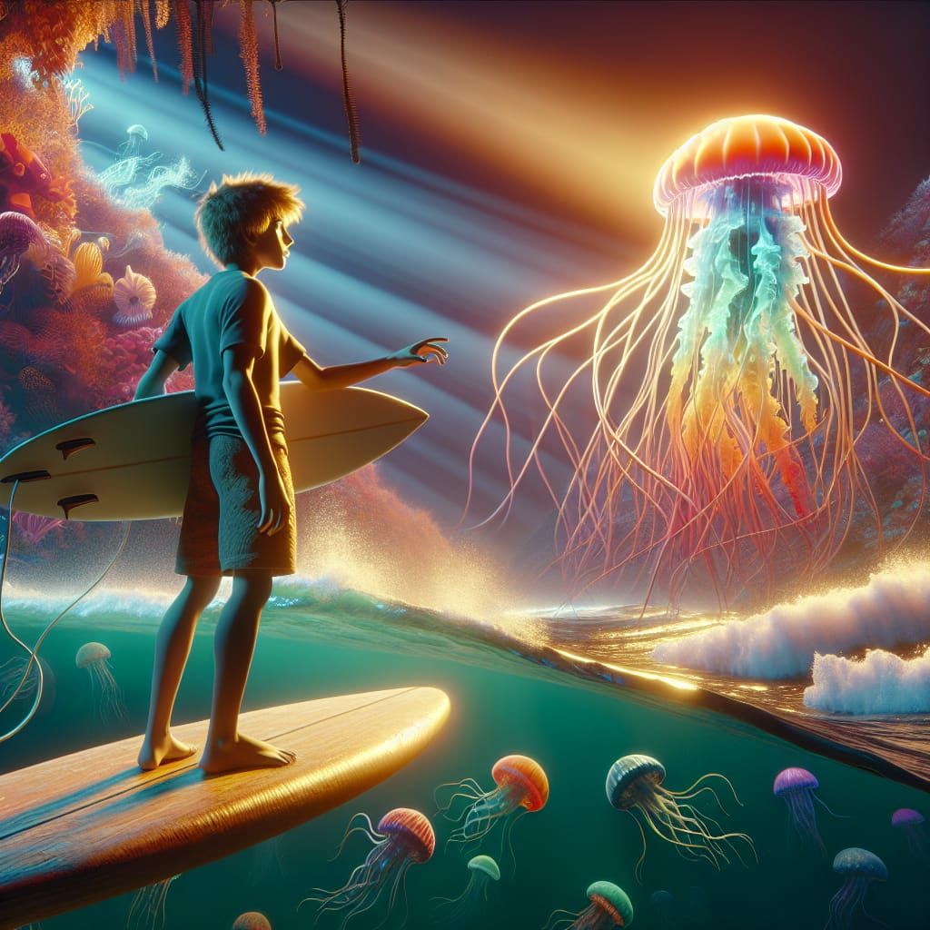 Surfer Boy Finds Glowing Jellyfish Leading to Underwater Lab