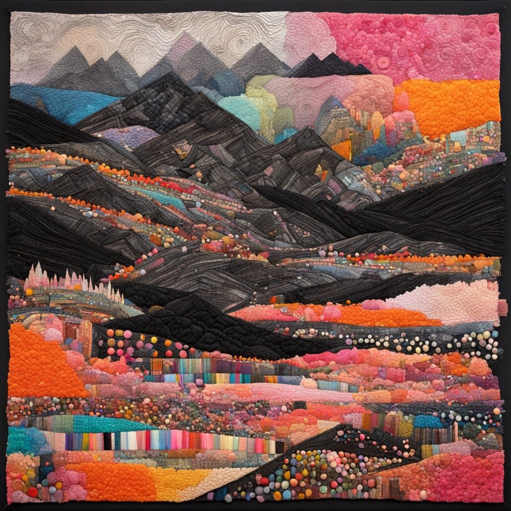 Abstract Beaded Landscape in Radiant Colors