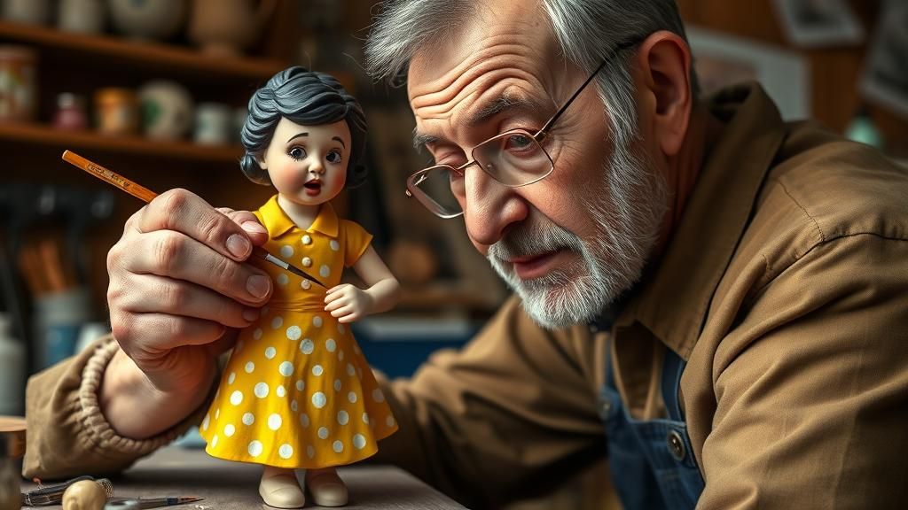 Hyperrealistic Porcelain Figurine of Frightened Housewife