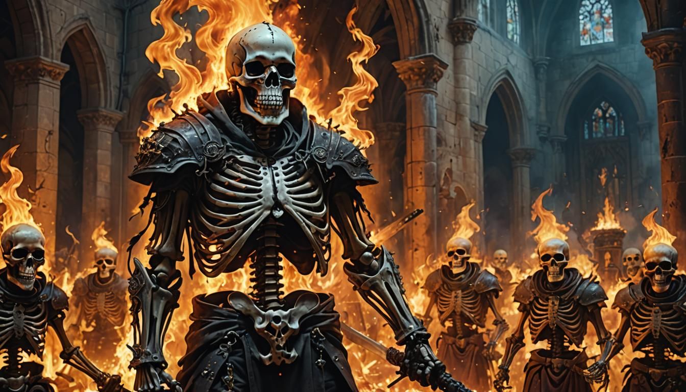 Burning Church: Skeleton Warriors in Psychedelic Art