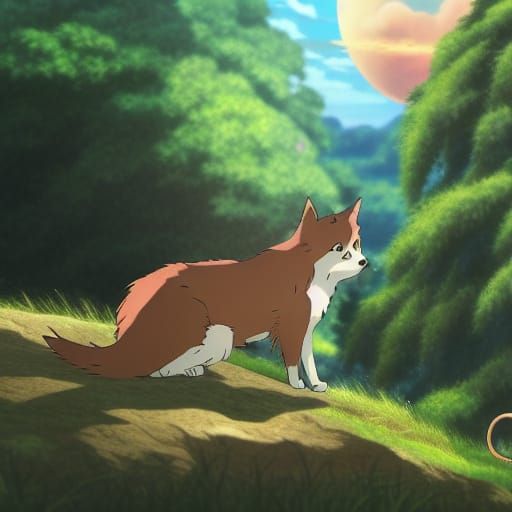 Dog and Cat Fusion in Anime Style