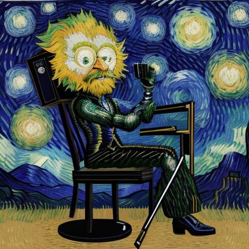 Rocket Launch in Van Gogh Style