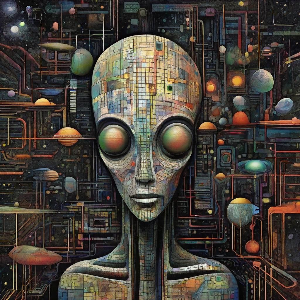 Surreal Liminal Space: Digital Art Brut Painting