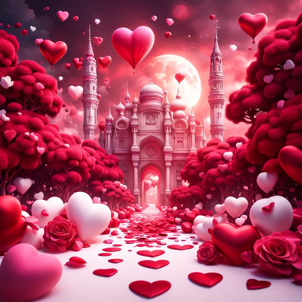 Valentines Day: Red, Pink, and White Fantasy Art
