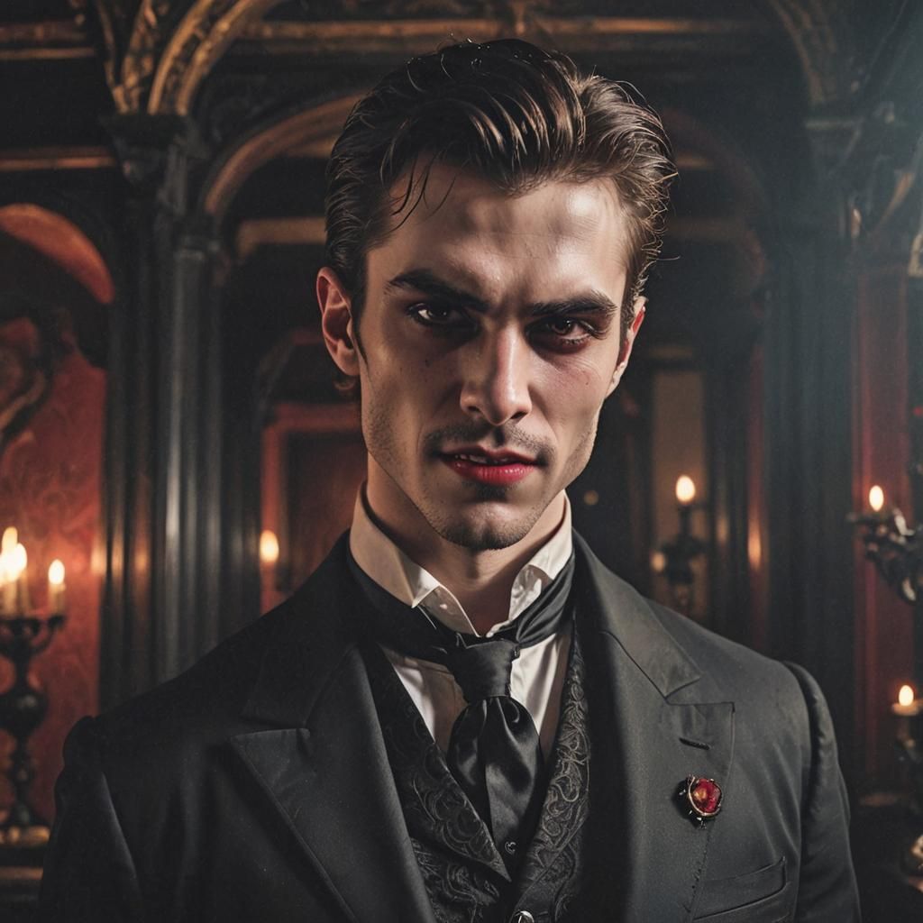 Handsome Vampire Portrait in Dark Romanticism Style