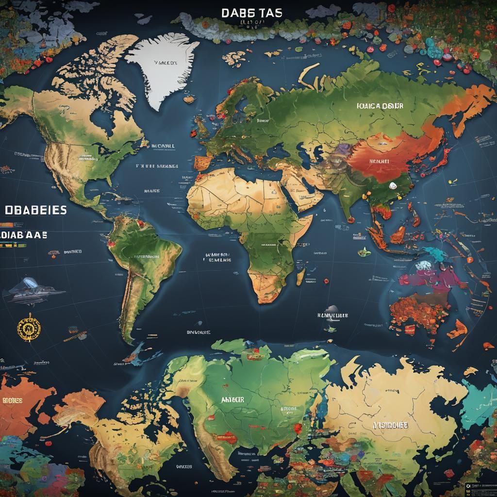 Diabetes: A Global Health Crisis World Map in 3D Anime Art