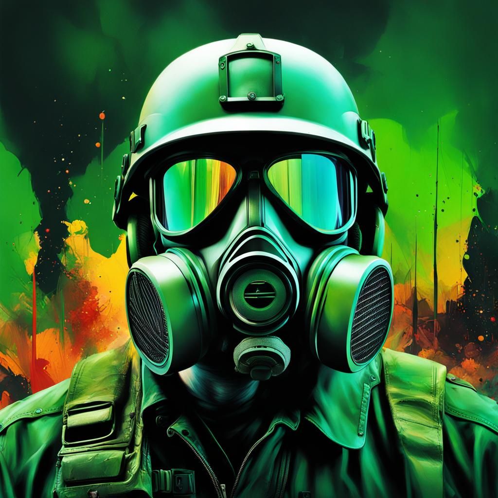 Detailed Mixed-Media Gas Mask Masterpiece