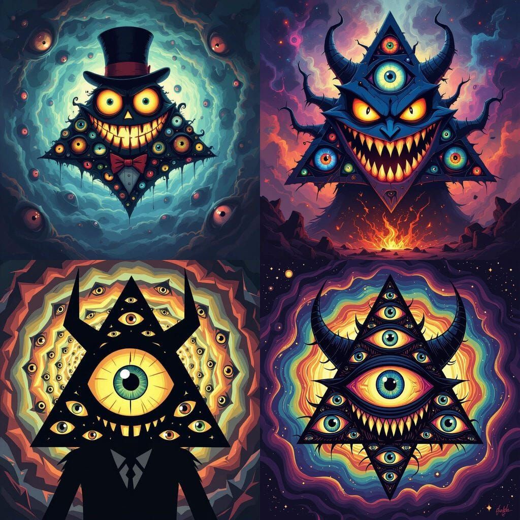 Bill Cipher With Many Eyes, Highly Detailed