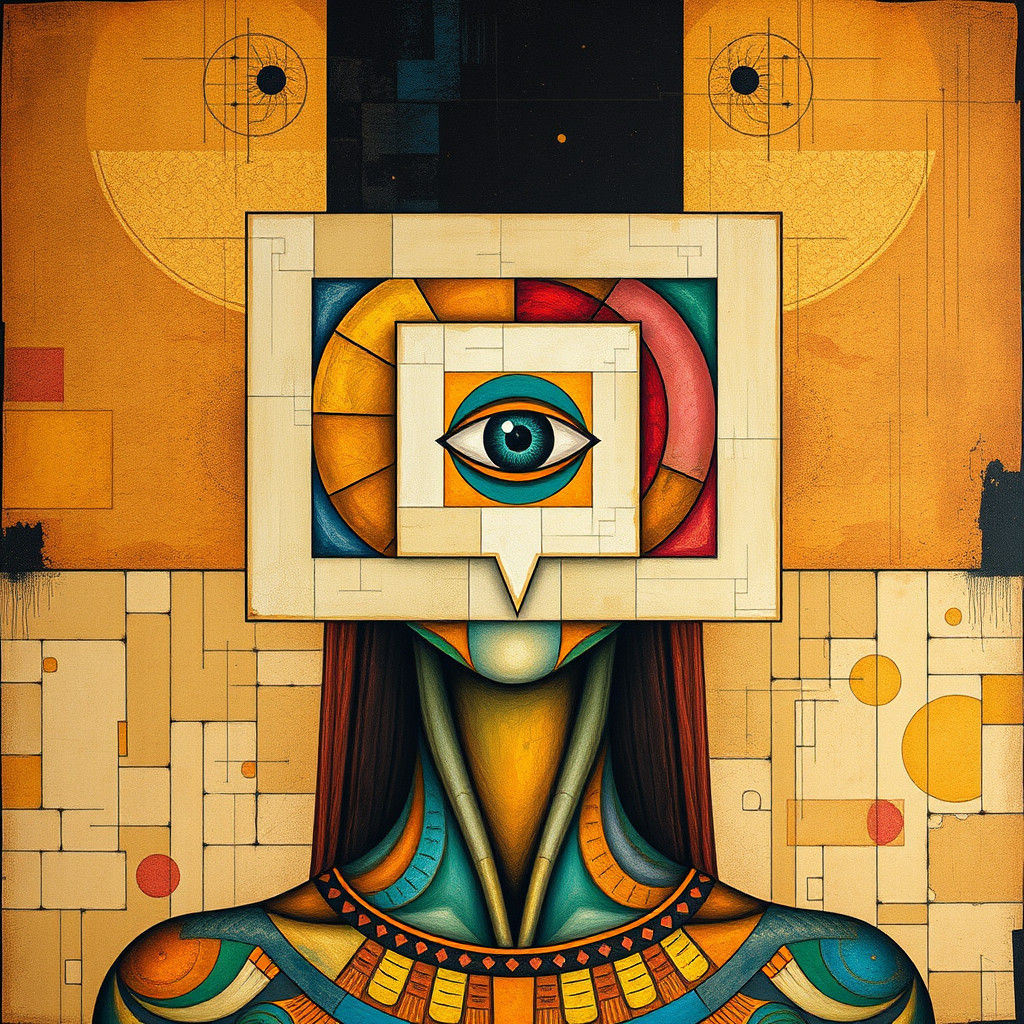 Abstract Head with Geometric Shapes, Egyptian Art
