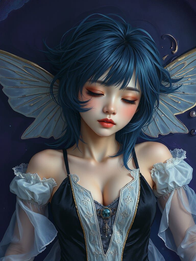 Ultra Realistic Asian Fairy in Water, Dark & Beautiful Style