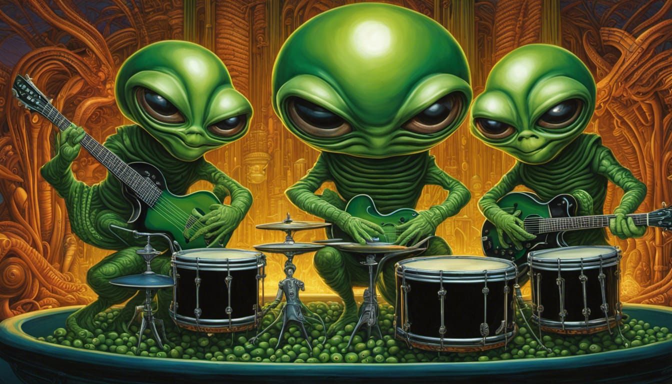 Alien Band Plays in Pea Pod Pool