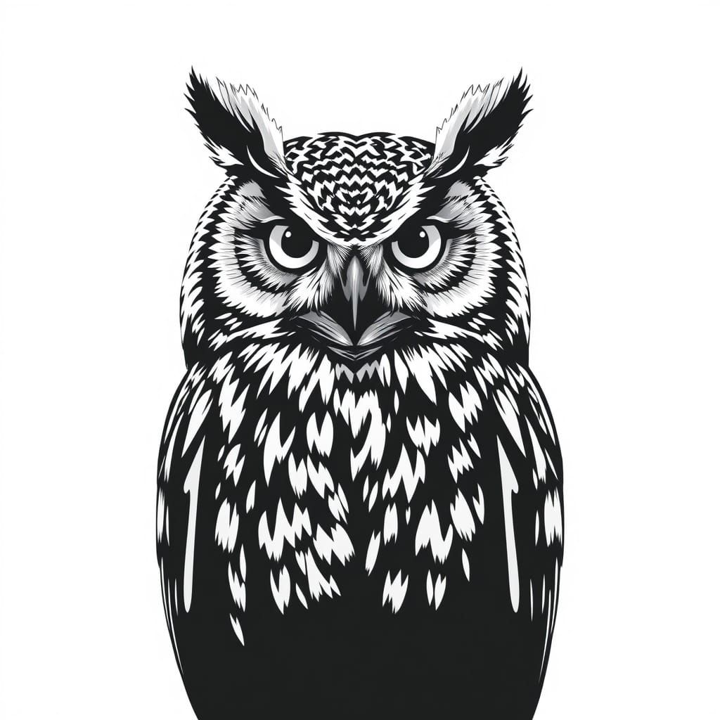 Monochrome Owl Portrait