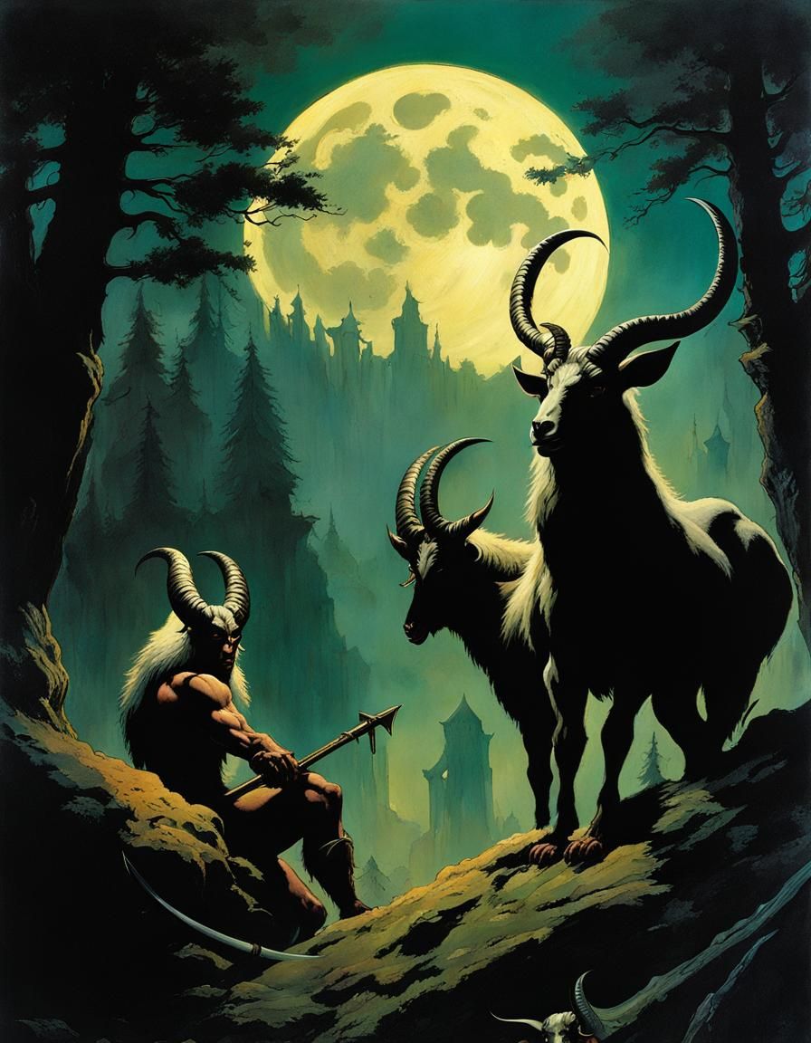 Dark Fantasy Beastmen Under Moonlight