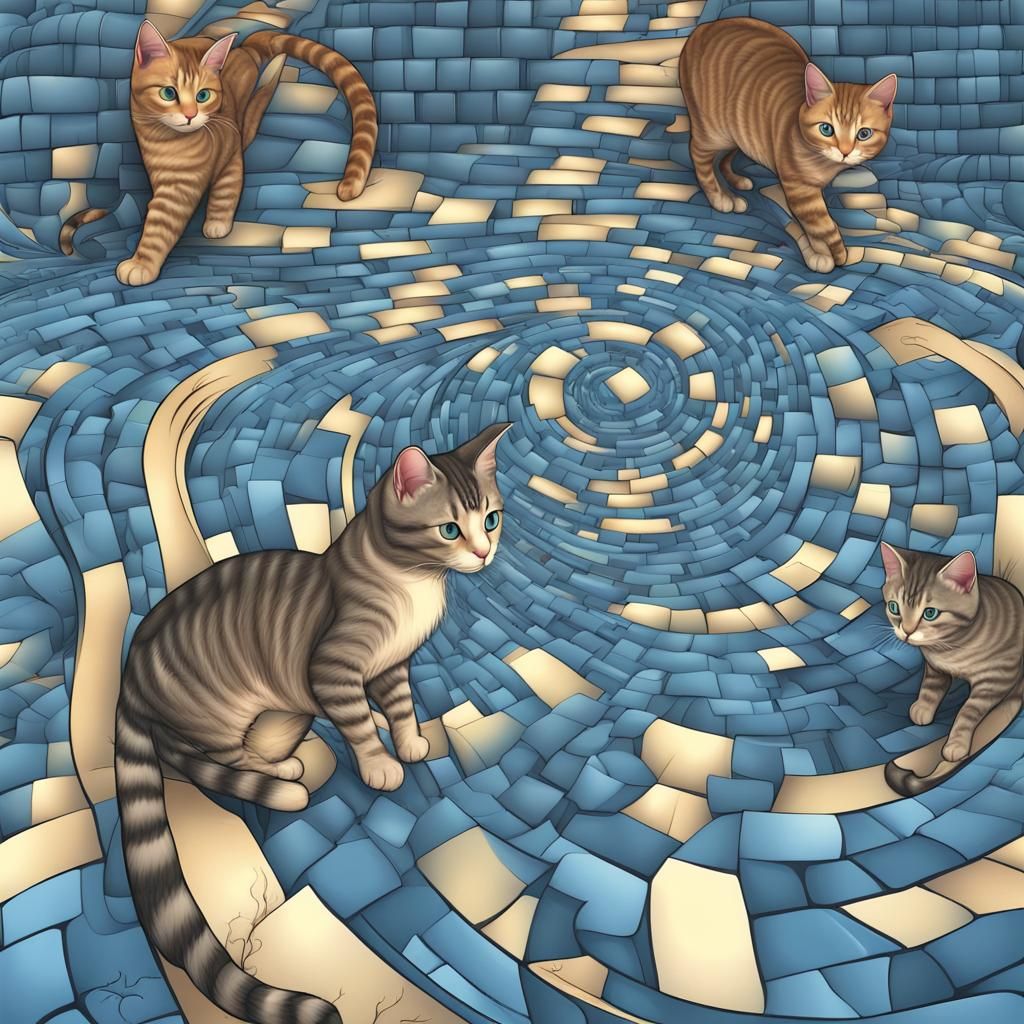 Cats' Fantasy Journey on Blue Brick Road