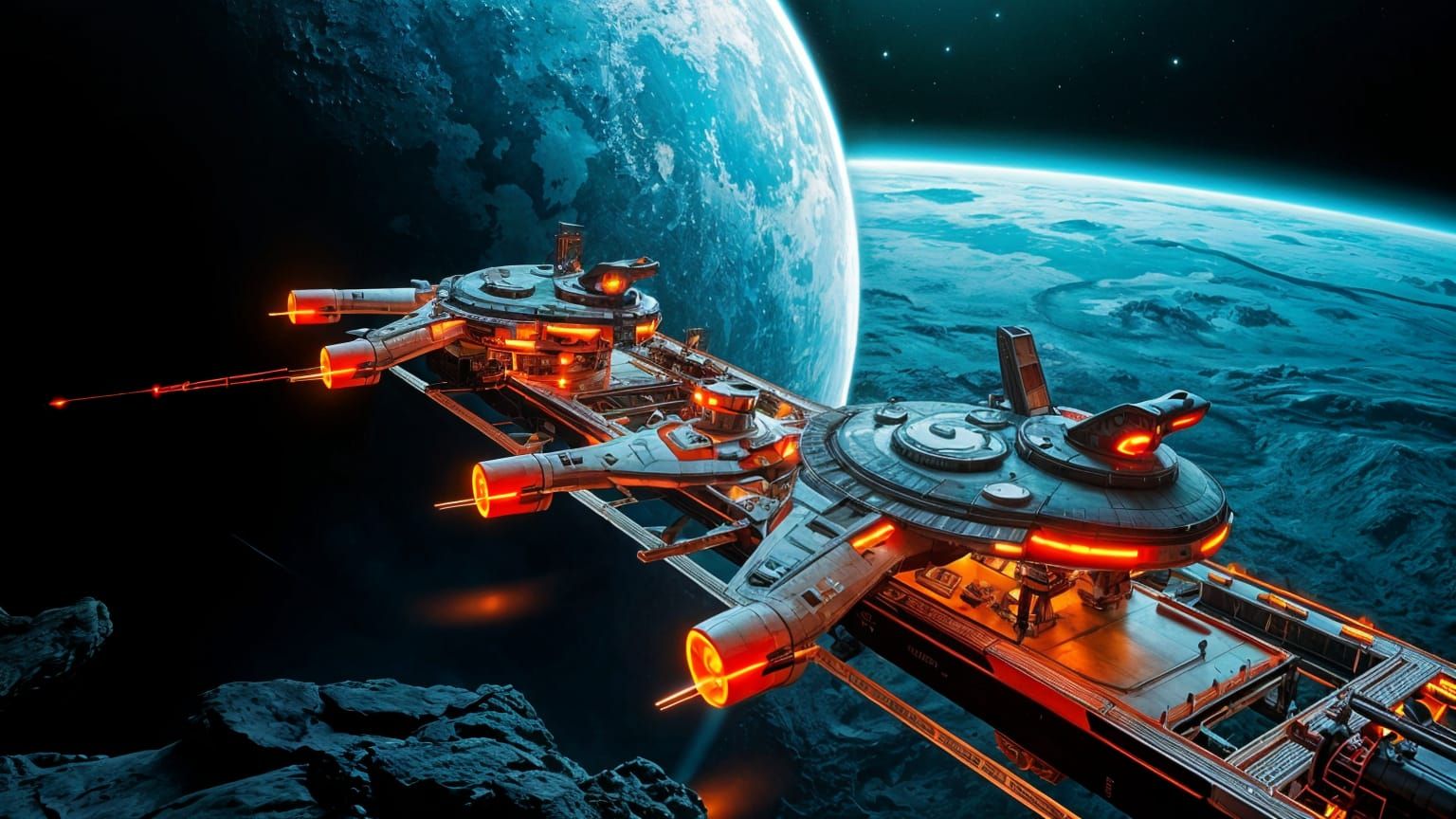 Futuristic Alien Gas Station in Space