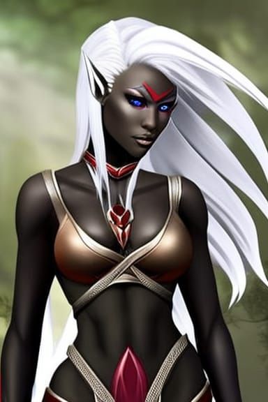 Hyperrealistic Portrait of a Drow Elf Woman