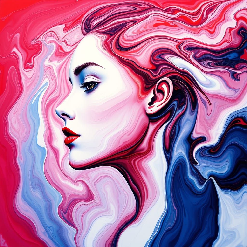 Dynamic Abstract Portrait in Swirling Colors