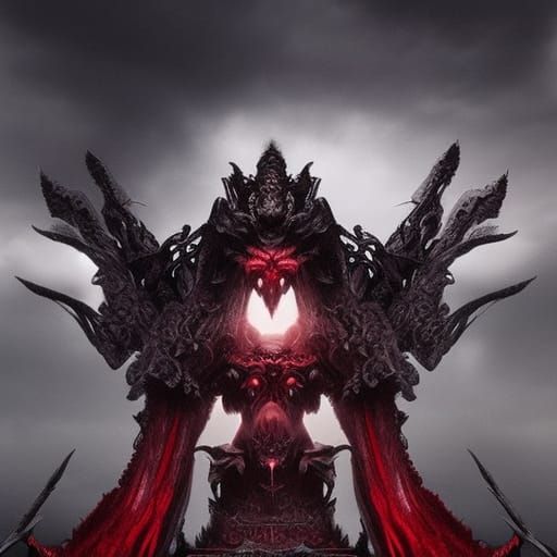 Epic Black and Crimson Ten-Eyed Beast